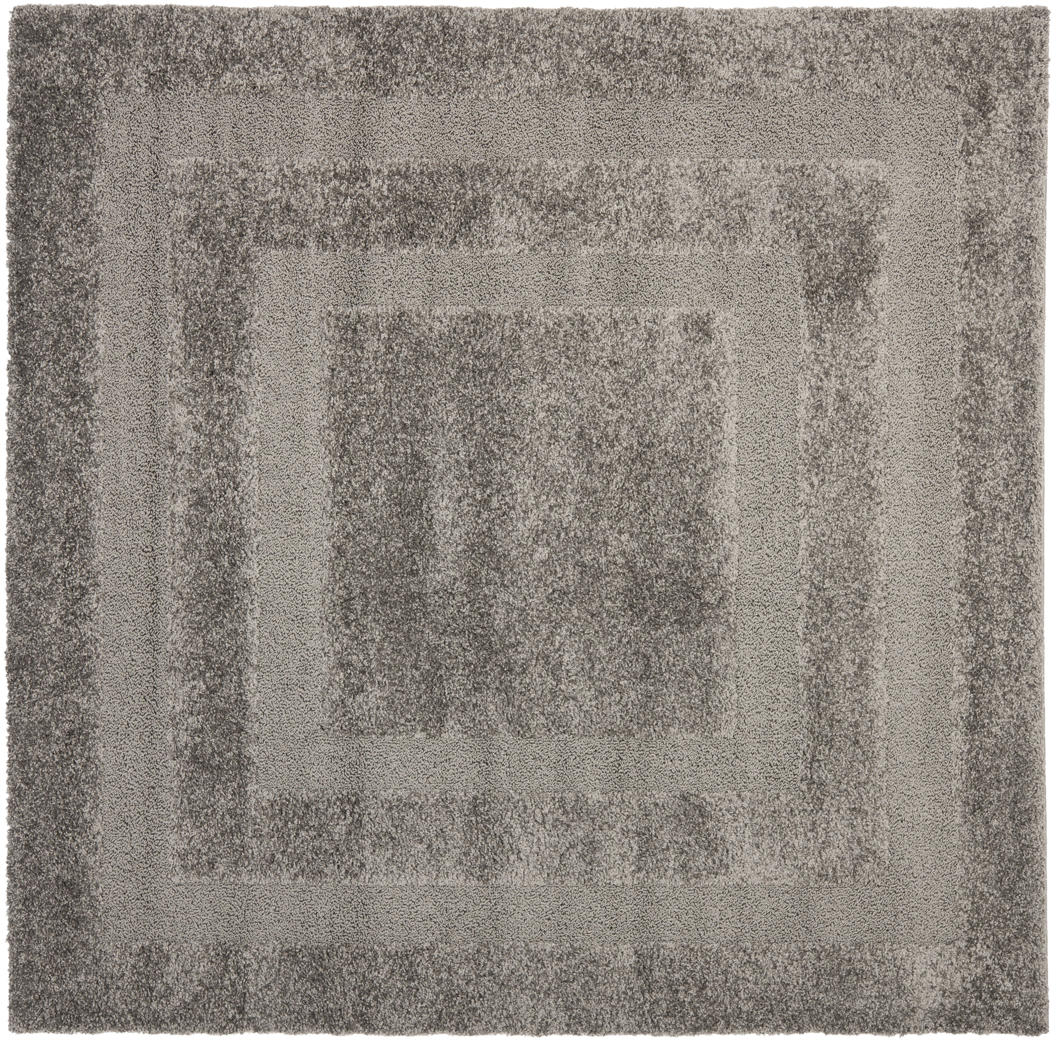 SAFAVIEH Florida Mason Bordered Shag Area Rug, Grey, 4' x 4' Square
