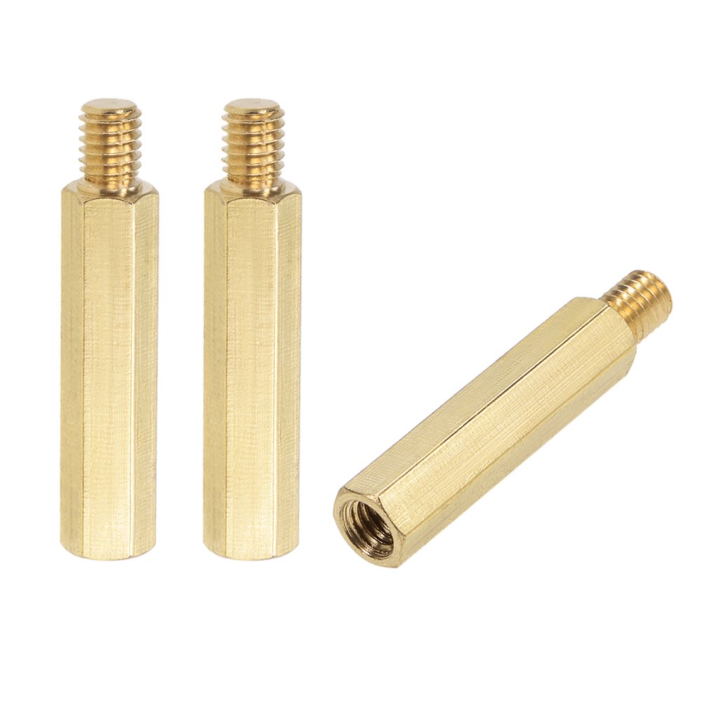 Uxcell Brass M6 35mm+8mm MaleFemale Hex Standoff 3 Pack