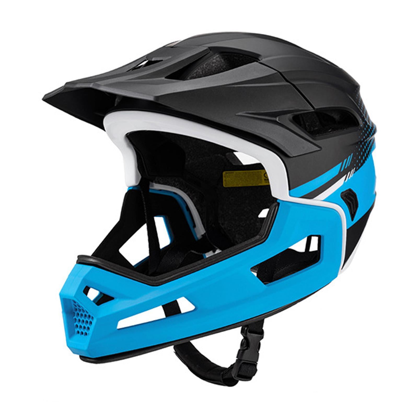 DimyFew Bicycle helmet, full face helmet, bicycle helmet with removable padding, for men Blue Black