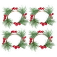thumbnail image 3 of Anillos de Vela de Hojas de Pino Macarena 4 Piezas con Portavelas de Bayas Rojas, 3 of 6