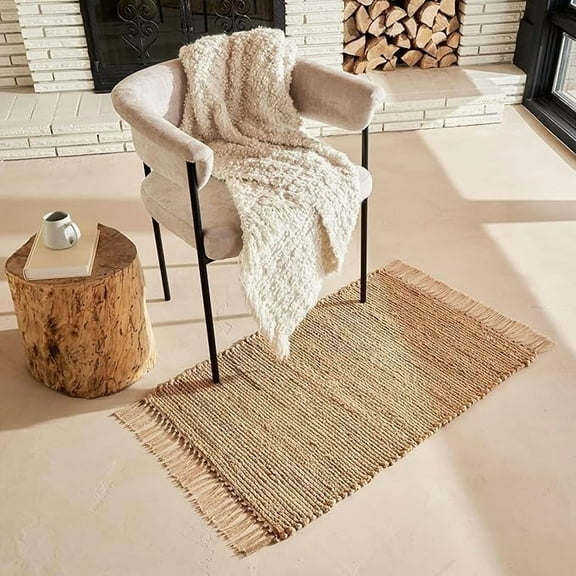Sivi Handwoven Natural Jute Rug (2x3 ft) – Modern Braided Mat for Entryway, Kitchen, or Living Room – Rustic Boho/Farmhouse Decor Accent - 2' x 3' (Rectangular)