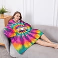 thumbnail image 5 of Oversized Wearable Blanket Hoodie,Rainbow Tie Dye Radial Pattern Sherpa Blanket Hoodie with Super Pockets,Super Warm Fuzzy Pullover for Women & Men, 5 of 6