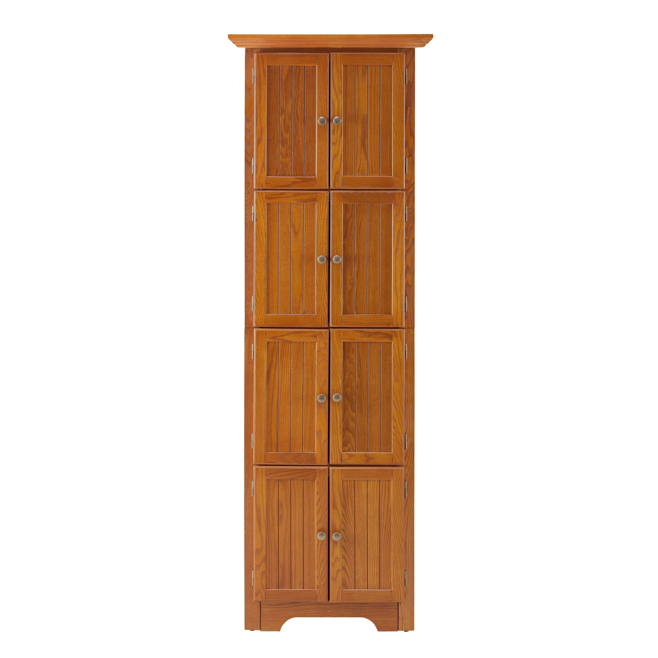 Noble House Willow 72" Corner Pantry Cabinet, 4-Tier Tall Kitchen Storage Bookshelf with Soft Close Doors, Oak