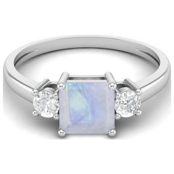 0.95 Ctw Princess cut Square Rainbow 925 Sterling Silver Trio Stone Dainty Women Valentines Day Gifts Ring