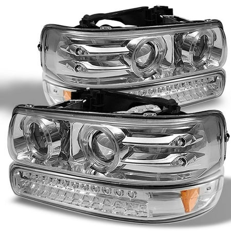Headlight Signal Led Bumper - Fits 99+ Silverado Tahoe Subruban Halo Proector Headlights+ LED Bumper Signal