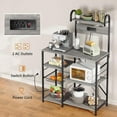 thumbnail image 2 of Kitchen Bakers Rack with Power Outlets, Multifunctional Storage Shelf, Microwave Stand & Coffee Station, Grey, 2 of 6