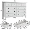 thumbnail image 3 of White Dresser, Wanan 10 Drawer Dresser for Bedroom, 55 Inch Wide Modern Chest of Drawers, Tall Bedroom Furniture Storage Organizer, 3 of 6