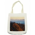 thumbnail image 1 of National Parks Tote Bag, Sunrise at the Mountains Pine Trees Covered on Hill Mist South Carolina, Cloth Linen Reusable Bag for Shopping Books Beach and More, 16.5" X 14", Cream, by Ambesonne, 1 of 2