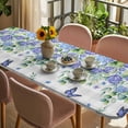 thumbnail image 3 of Purple Hydrangea Table Cloths for 8 Foot Rectangle Tables, Spring Eucalyptus Butterfly Grey Plaid Patio Waterproof Elastic Fitted Tablecloths, Washable Rectangular Table Cover for Camping, 3 of 8