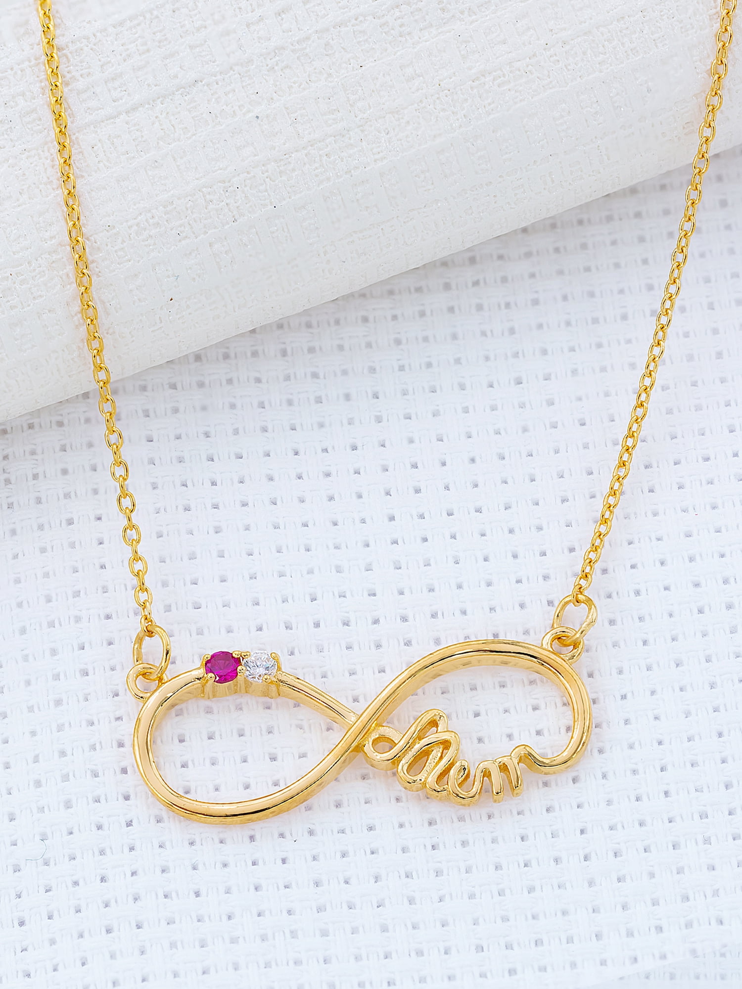 Infinity Necklace with Up to Two Birthstones