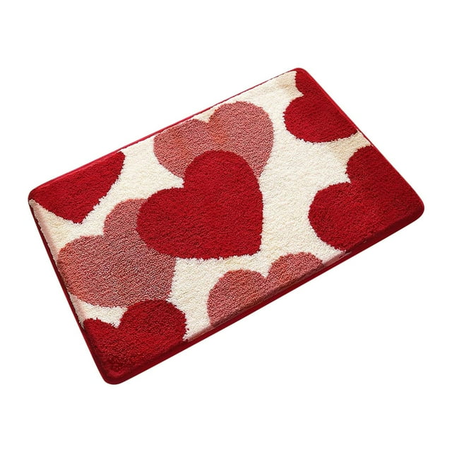 Fiudx Alfombra de Baño con Diseño de San Valentín, Diseño Romántico, Antideslizante y Absorbente, de Secado Rápido, Ideal para La Entrada de La Cocina o El Baño, Regalo Perfecto para Parejas.