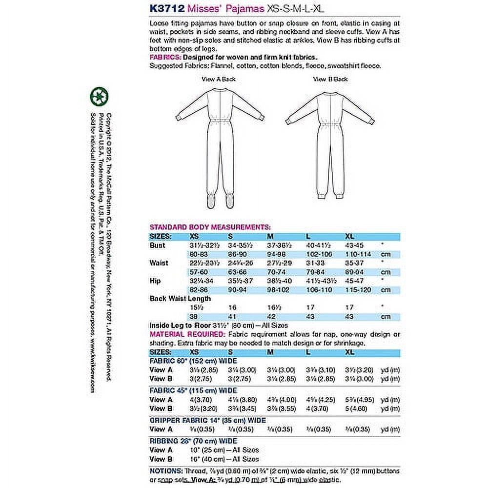 Kwik Sew K3621 Pull-Over Tops Sewing Pattern, Size XS-S-M-L-XL