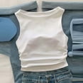 thumbnail image 5 of Tank Top for Women Boat Neck Sleeveless Athleisure Slim Fit Side Ruched Stretchy Breathable Basic Layered Look Activewear Crop Top, 5 of 6
