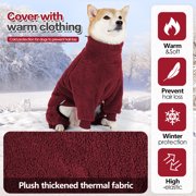 IDOMIK Pullover Dog Sweater with Leash Hole - High Collar Cold Weather Dog Pajamas for Large Dogs - Indoor & Outdoor Use(Red,S)