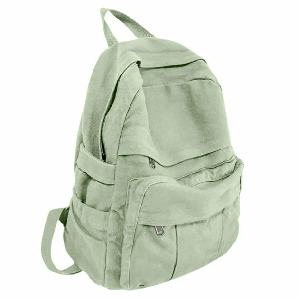Mochila GAMLFL de lona verde salvia para mujer, 19 L, estilo retro