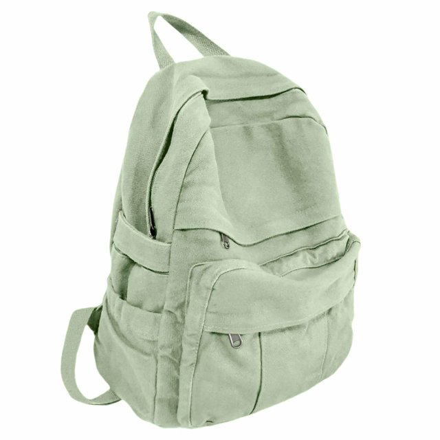 Mochila GAMLFL de lona verde salvia para mujer, 19 L, estilo retro