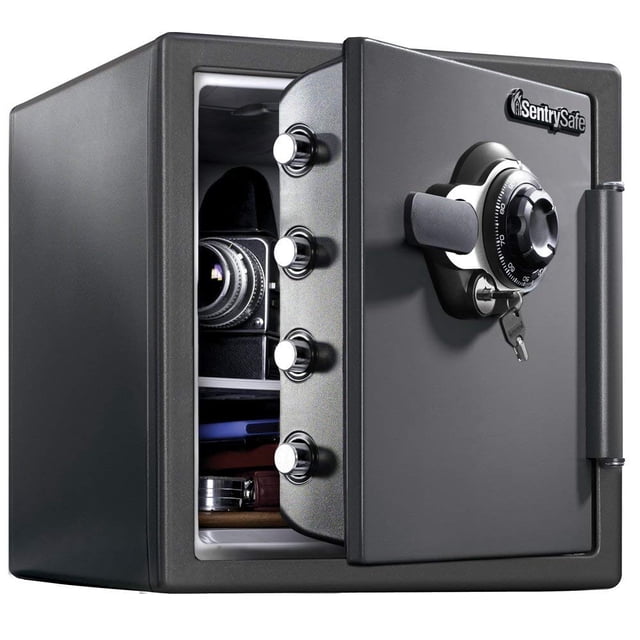 SentrySafe SFW123DSB Fireproof Safe and Waterproof Safe with Dial Combination 1.23 Cubic Feet Gray