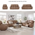 thumbnail image 2 of Bowery Hill Modern / Contemporary Leather Brown Power Reclining Sofa, 2 of 7
