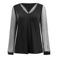 thumbnail image 5 of DPTALR Blouse pour Femmes Manches Longues Col en V en Filet T-Shirts Unis Décontractés Amples, 5 of 5