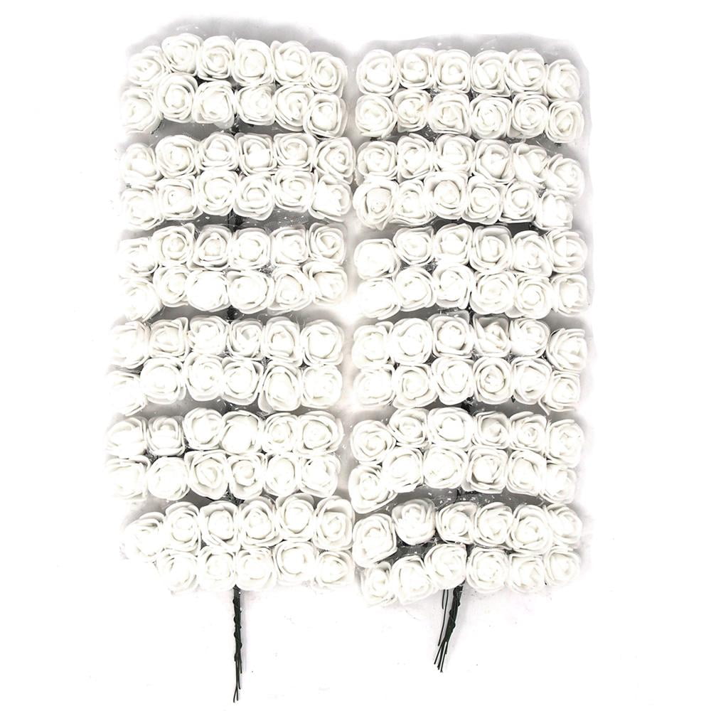 Foam Flower Picks with Bendable Stem, White, 3/4Inch, 144Count