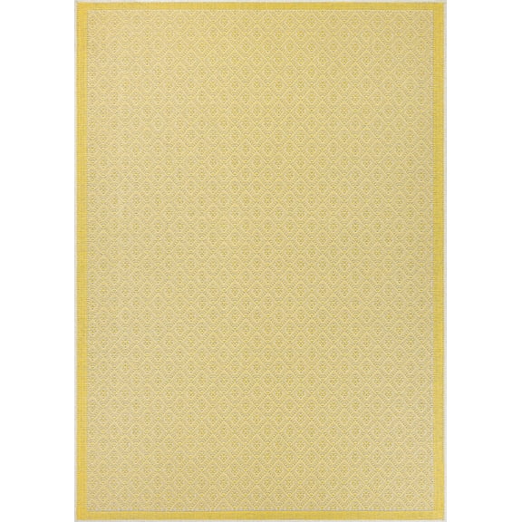 Couristan 2.25' x 7.8' Yellow and Ivory Sea Pier Geometric Rectangular Area Throw Rug Runner