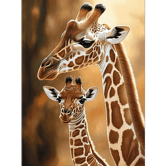 Lovely Giraffe Mother and Baby Canvas Print/Wall Art, Suitable for Living Room, Bedroom, Office, Nursery, and Dining Room Decoration.