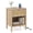 Oak, variant on Costway Rattan Nightstand with Charging Station, USB Ports, Outlets, Drawer & Storage Shelf White
