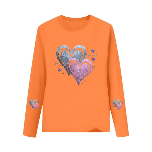 BLVB Toddler Boys Girls Valentines T-Shirt Unisex Long Sleeve Tees Love Heart Graphic Tops Gift for Kids 2-15 Years(Yellow AA2,13-14 Years)