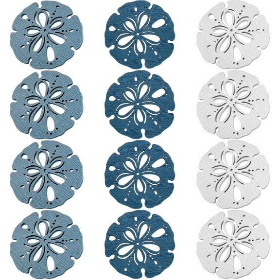 Rhewides 12-Piece Decorations Set, Hollow Wooden Shell Crafts for Marine-Themed Home and Party Ornaments