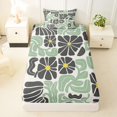 thumbnail image 3 of Homewish Bohemian Abstract Pattern Twin Sheets,Green Gray Daisy Flowers Bedding,3-Piece,1 Fitted Sheet and 1 Pillowcase, 3 of 6