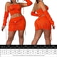 thumbnail image 3 of Blusas De Punto Minifaldas Trajes de ganchillo de 2 piezas para damas, cuello redondo, ombligo expuesto, atuendo diario (naranja M) Cgtredaw Para estrenar, 3 of 5