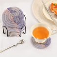 thumbnail image 5 of Haosy Set of 6 Drink Woven Coaster with Holder Heat Resistant Non-Slip Bar Coasters 4 Inches Purple Gold Marble, 5 of 7