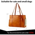 thumbnail image 2 of Stylish Dog Purse Carrier, Leather Pet Carrier Bag for Small Dogs Cats Puppy, Airline Approved Soft-Sided Carrier Brown, 2 of 14