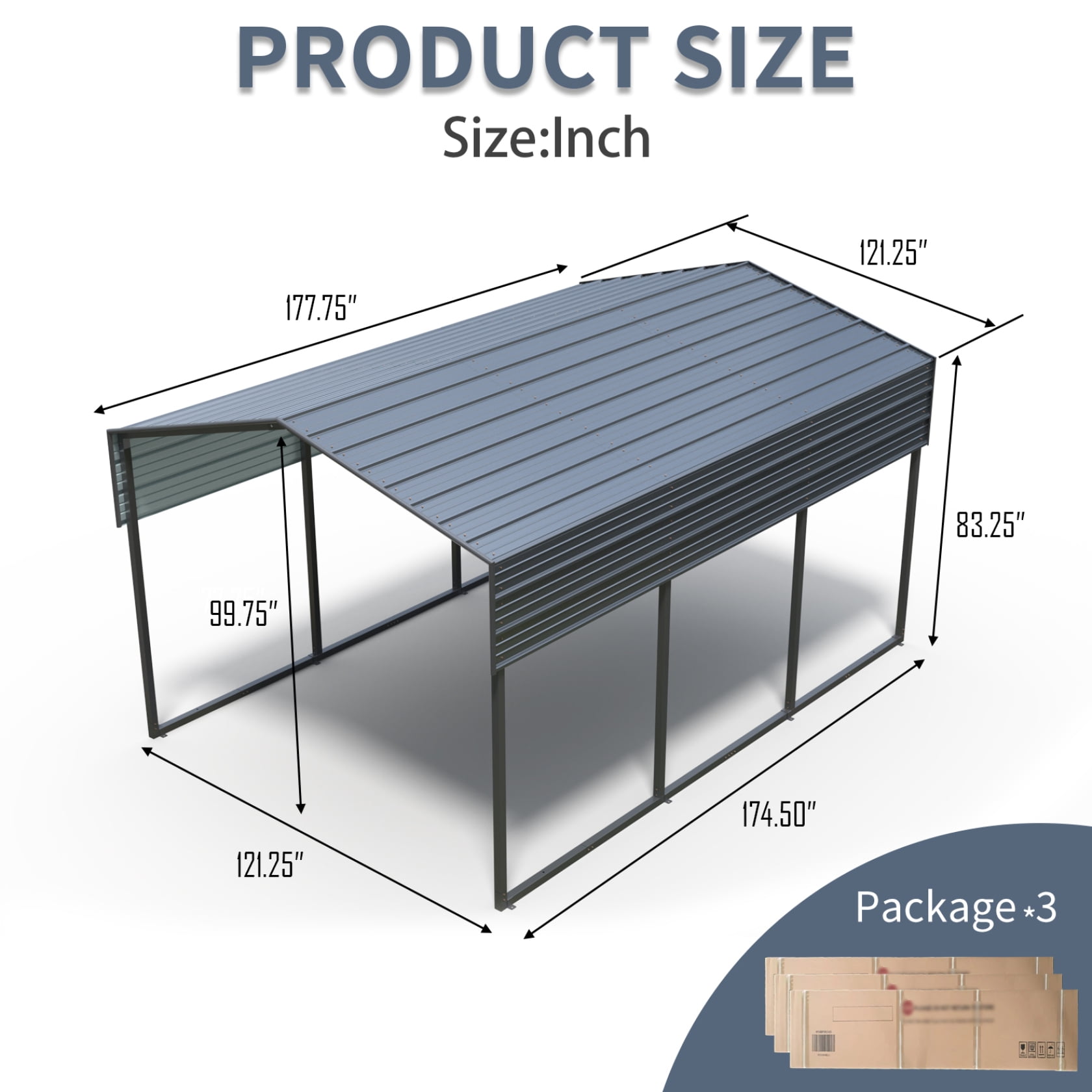 Miekor Furniture Outdoor Carport, 10 X 15 FT Carport, Heavy Duty Carport Canopy with Galvanized Steel Roof and Frame, Metal Carport Large Garage for Driveway Car, Truck ,302 ibs 30925