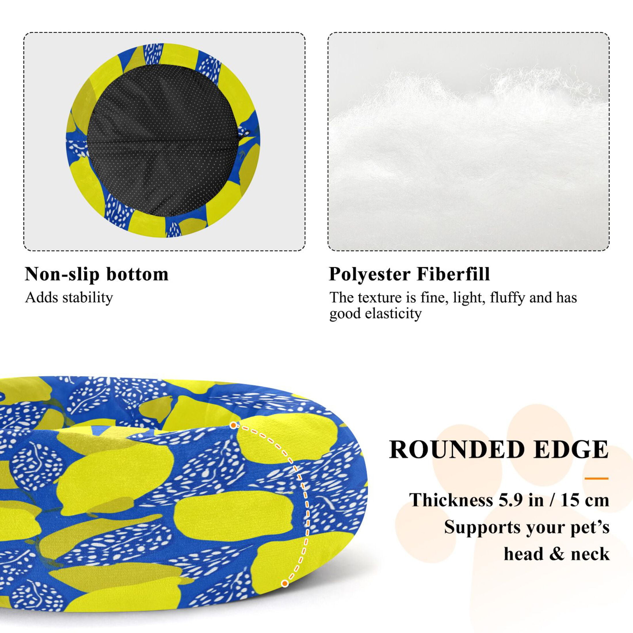 Iauyy Pet Couch Donut Cat Bed for Indoor Cats/Small Dogs Washable & Machine with Non-slip Bottom Calming Cat Furniture, Lemon Leaves (M)