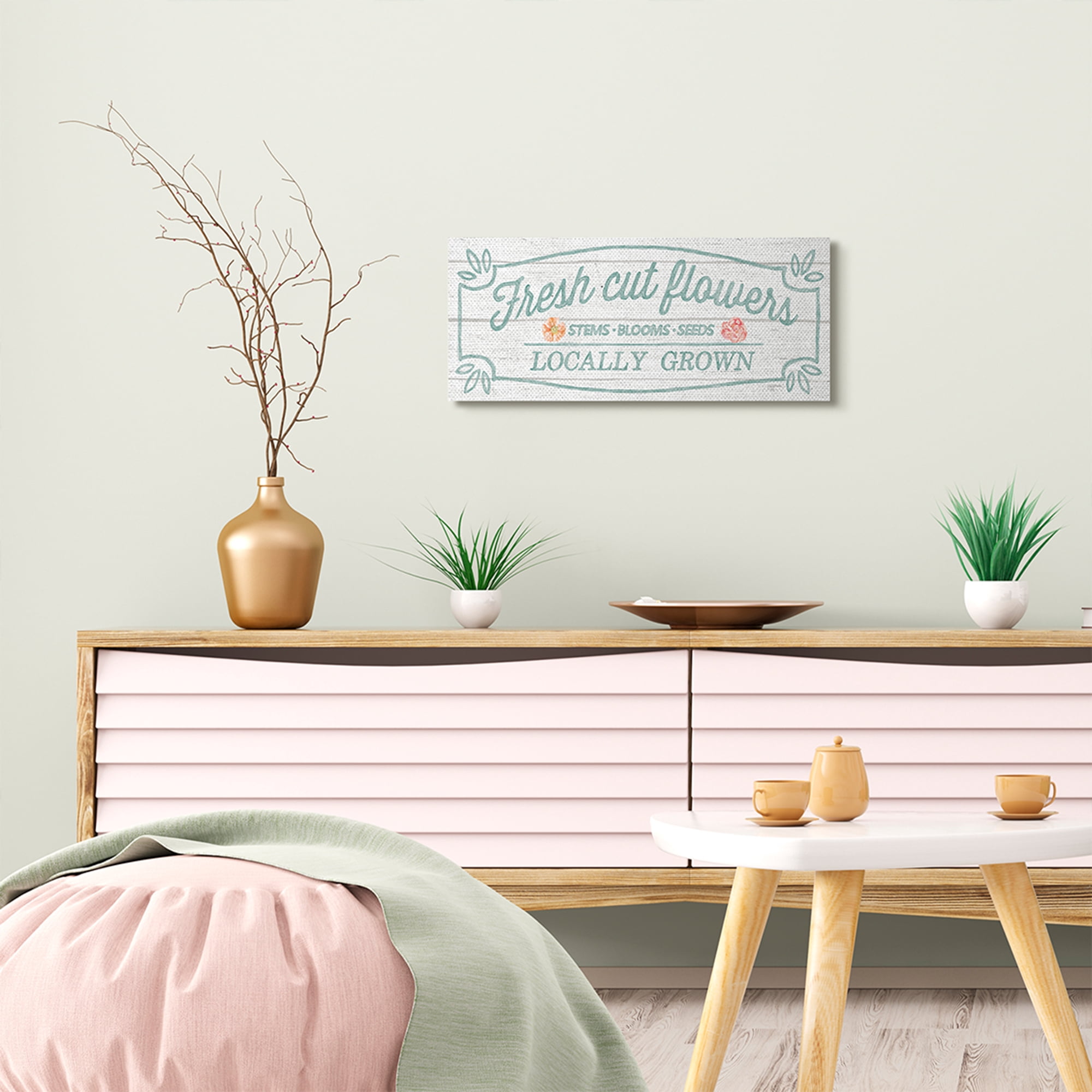 Stupell Home Décor Fresh Cut Flowers Rustic Wood Textured Word Design Canvas Wall Art by Mary Urban