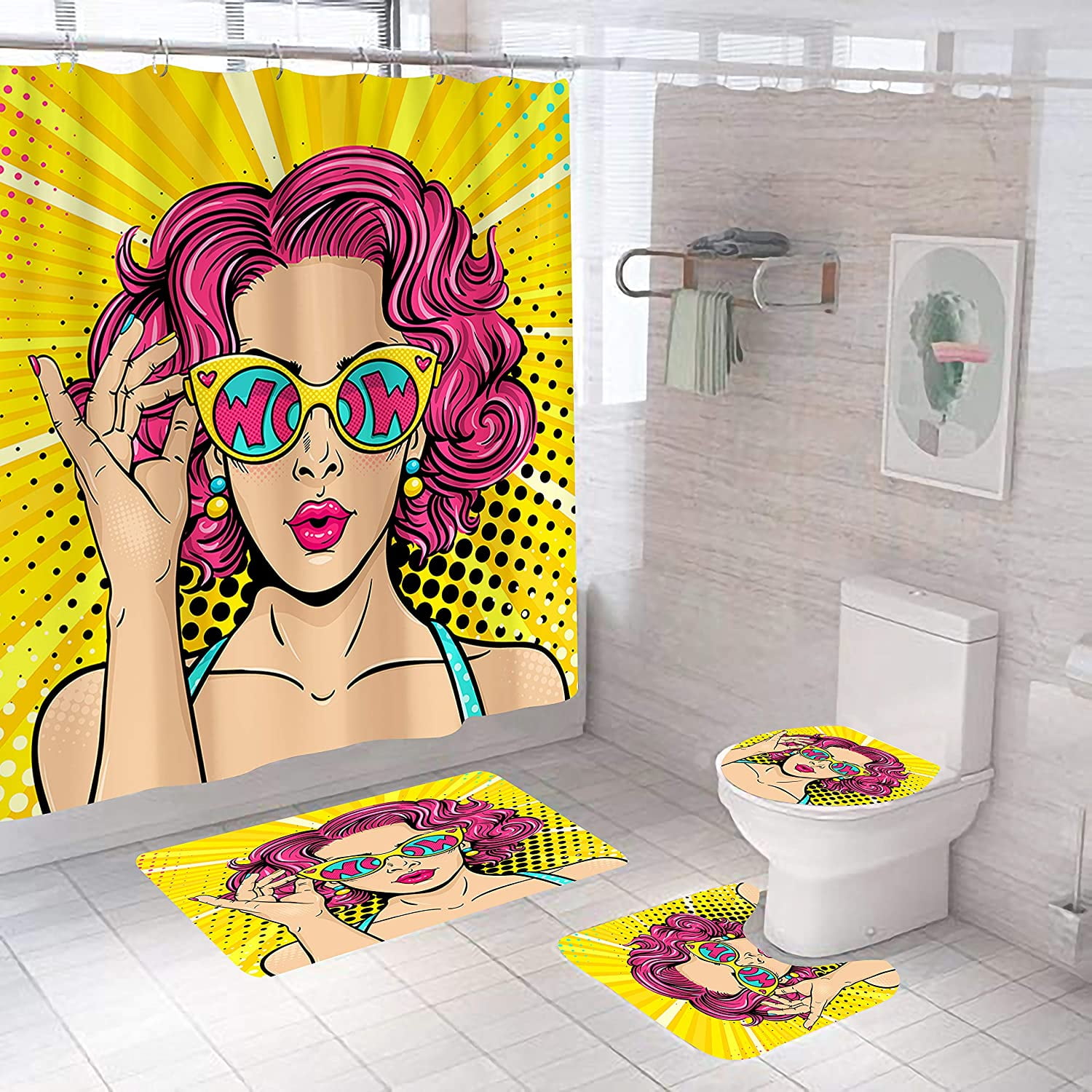 African Black Women Shower Curtain Sets Afro-American Girl for Bathroom Decor 