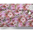 thumbnail image 3 of Soimoi Pink Rayon Crepe Fabric Leaves & Peony Floral Print Sewing Fabric Yard 46 Inch Wide, 3 of 3
