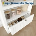 thumbnail image 2 of GloryStar 72" Tall Wood Arched Storage Cabinet, Kitchen Pantry with Open Display & Drawer, 6-Tier Standing Arched Bookcase & Cupboard with Adjustable Shelving for Living Room,Kitchen,Study, 2 of 8