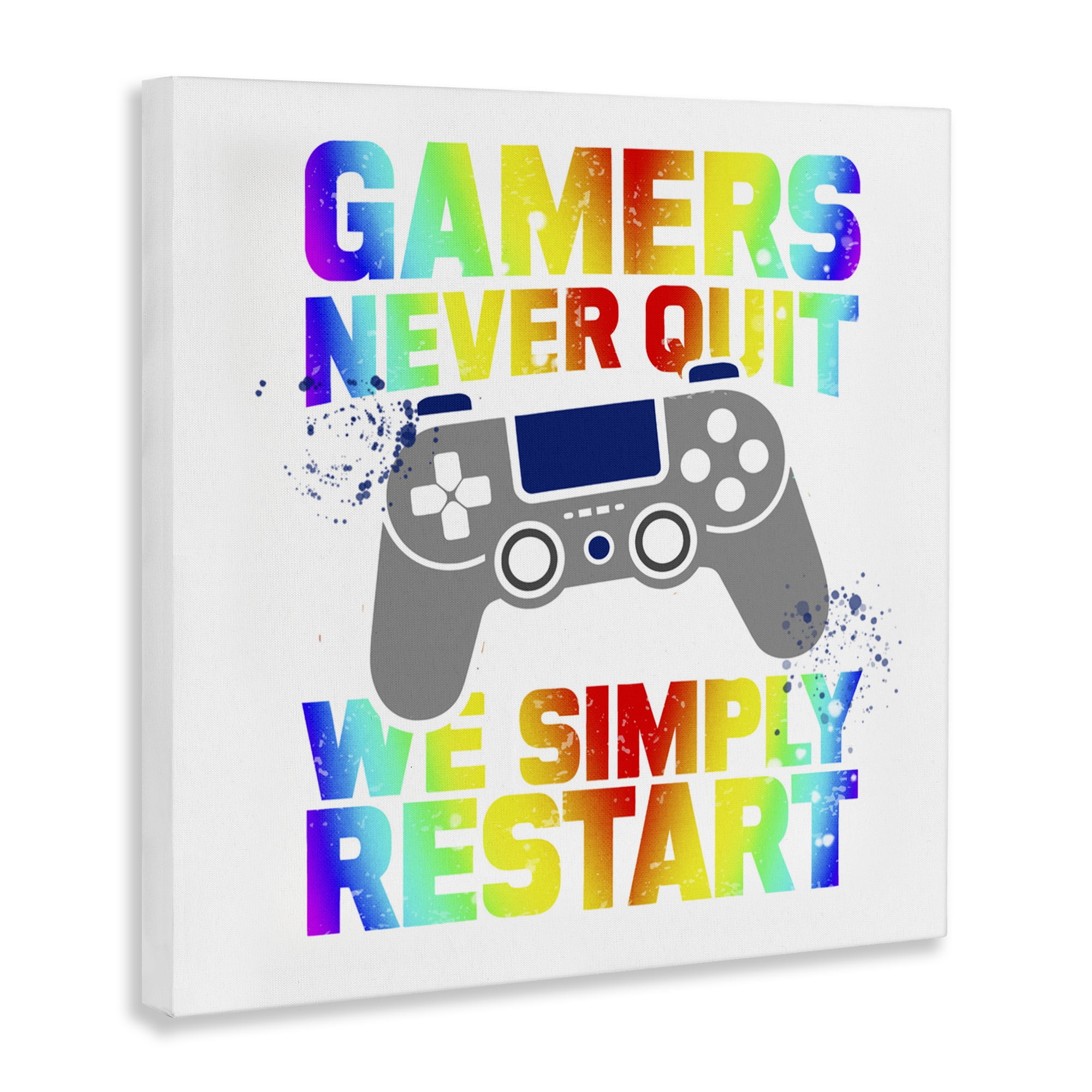 Rainbow Gamers Never Quit Canvas Wall Art, design by Kim Allen