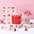 thumbnail image 4 of MetalM Reversible Pink Christmas Wrapping Paper Roll - 17 Inches X 33 Feet (47 sq. ft. ttl.) Santa Claus Bow Design with Pink Stripe, Red Gift Wrap for Xmas, Holiday, Party, 4 of 14