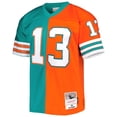 thumbnail image 2 of Men's Mitchell & Ness Dan Marino Aqua/Orange Miami Dolphins Big & Tall Split Legacy Retired Player Replica Jersey, 2 of 3