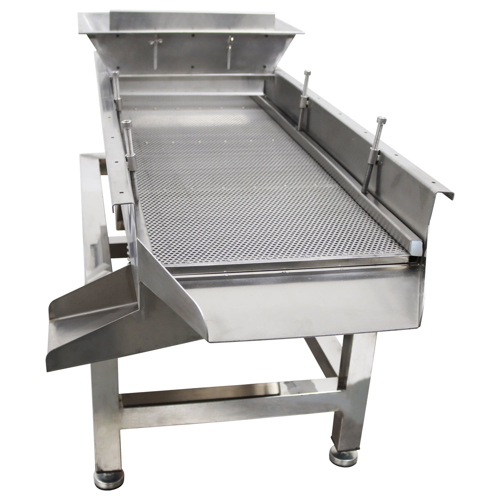 Stainless Steel Linear Vibrating Screen Dual Motor Linear Sifter Machine 5mm Round Hole Mesh 110V