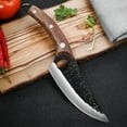 thumbnail image 4 of Multi-Functional Forged Hammered Blade Knife with 60° Sharp Edge - Stainless Steel Butcher Knife for Meat Cutting, Fish Processing & Vegetable Slicing, featuring Rosewood Handle, PU Leather Sheath,, 4 of 6