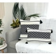 thumbnail image 3 of Decorative Lumbar Pillow Covers with Tassels, 12x20 Inches, Black and White (Set of 2) Checkered Pattern | Boho Rectangular Cushion Covers for Living room Couch, Sofa, Chair Checks Pattern, 3 of 10