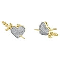 thumbnail image 2 of 10K Yellow Gold Round Diamond Dagger Knife Heart Stud 16mm Pave Earrings 1/6 CT., 2 of 5