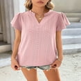 thumbnail image 3 of Women‘s Ruffle Short Sleeve V Neck Solid Color Blouse Tunic Top Basic Shirts Plus size, 3 of 6