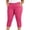 Pinks, variant on Womens Plus Size Cropped Pants, Casual Elastic Waist Solid Capris Pants with Pockets for Running Cycling Workout