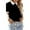 Black, variant on Casual Colorblock Top Collar Black Short Sleeve Women's Blouses XS (2)