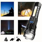 Rechargeable LED Flashlights, 90,000 Lumens Super Bright Flash Light, 7 Modes with COB Work Light, IPX6 Waterproof, Adjustable Tactical Powerful Handheld Flash Light for Home,Camping and Emergencies